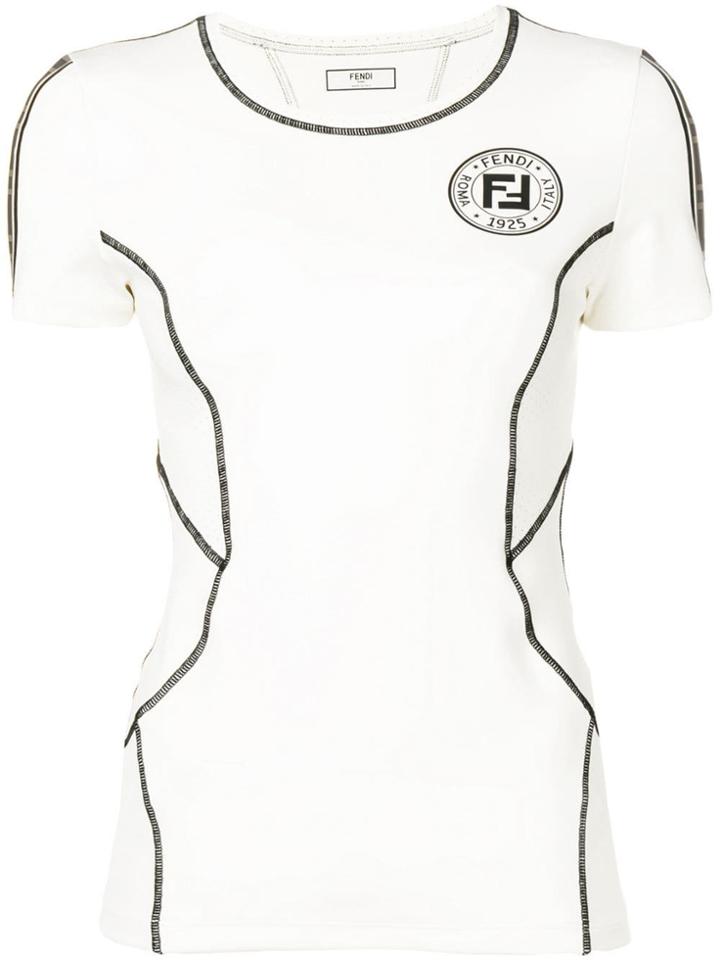 Fendi Ff Motif Detail T-shirt - Neutrals