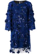 Marchesa Notte Embellished Shift Dress - Blue