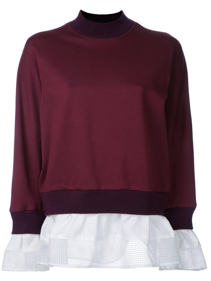 Muveil - Contrast Layer Sweatshirt - Women - Cotton/polyester/polyurethane/rayon - 40, Red, Cotton/polyester/polyurethane/rayon