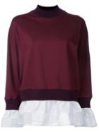 Muveil - Contrast Layer Sweatshirt - Women - Cotton/polyester/polyurethane/rayon - 40, Red, Cotton/polyester/polyurethane/rayon