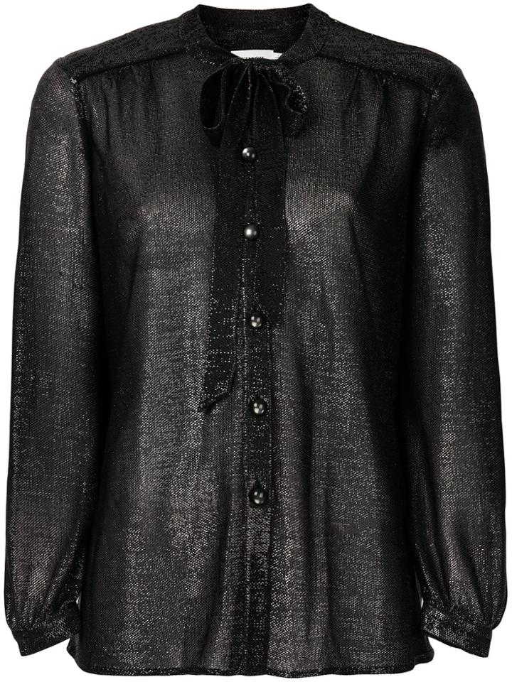 Coach Tie-neck Metallic Blouse - Black