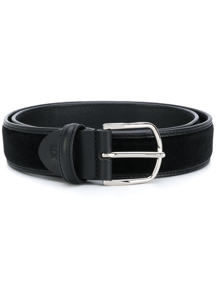 Canali Velvet-panelled Belt - Black
