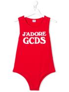 Gcds Kids Teen Logo Print Bodysuit - Red