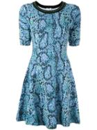 Kenzo Snakeskin Effect Knitted Dress, Women's, Size: 40, Blue, Cotton/spandex/elastane