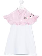 Fendi Kids - Striped Detail Dress - Kids - Cotton/polyester/spandex/elastane - 8 Yrs, White