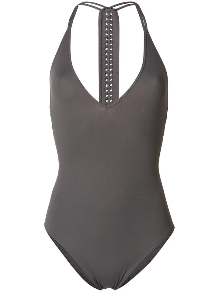 Eres Deep V-neck Swimsuit - Grey