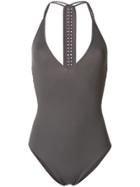 Eres Deep V-neck Swimsuit - Grey