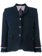 Thom Browne - Contrast Hem Blazer - Women - Silk/cotton - 42, Blue, Silk/cotton