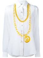 Moschino Medallion Print Shirt, Women's, Size: 42, White, Silk