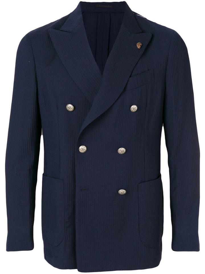 Gabriele Pasini Ribbed Double-breasted Blazer - Blue