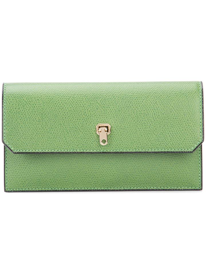 Valextra Brera Clutch, Women's, Green, Leather