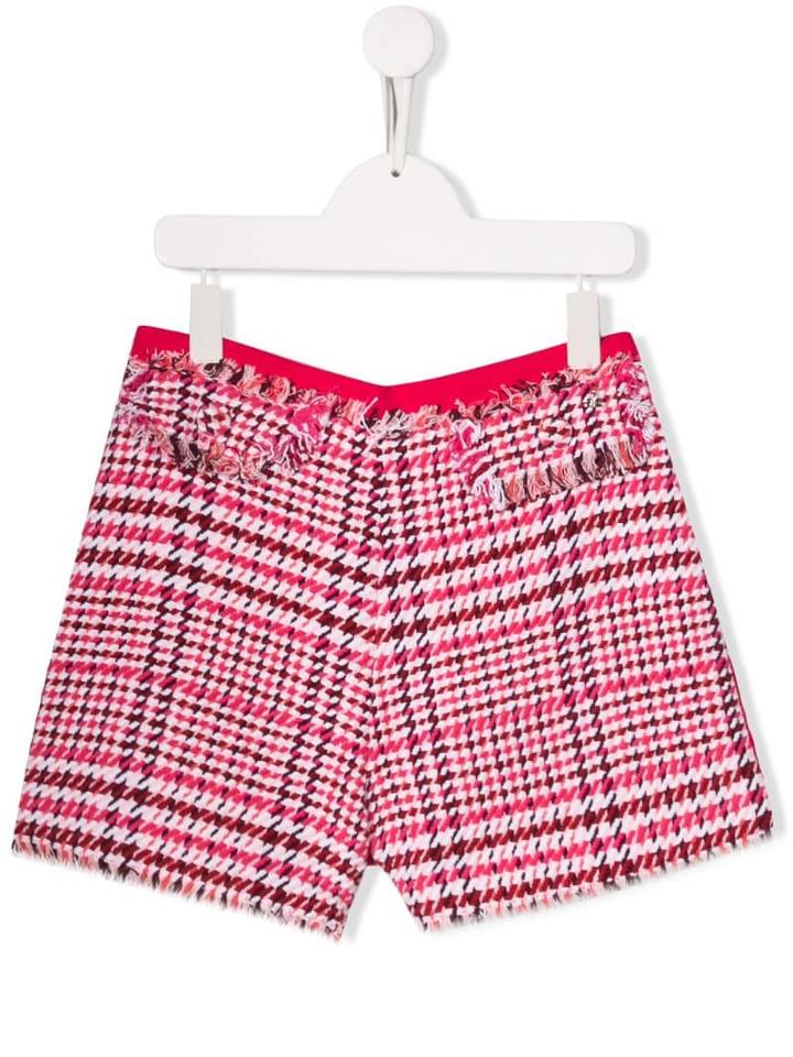 Elisabetta Franchi La Mia Bambina Teen Houndstooth Check Shorts - Pink