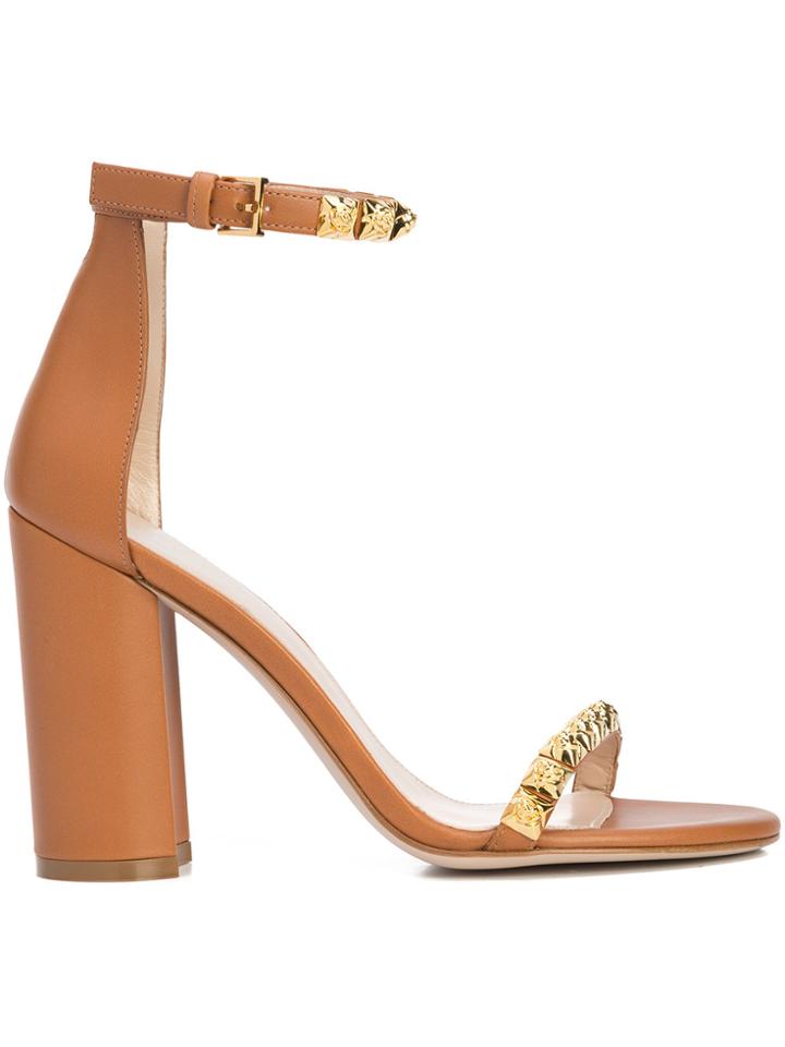 Stuart Weitzman Rosemarie Rose Stud Sandals - Brown
