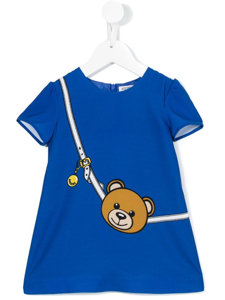 Moschino Kids - Teddy Bear Print Dress - Kids - Polyester/spandex/elastane - 12 Mth, Blue