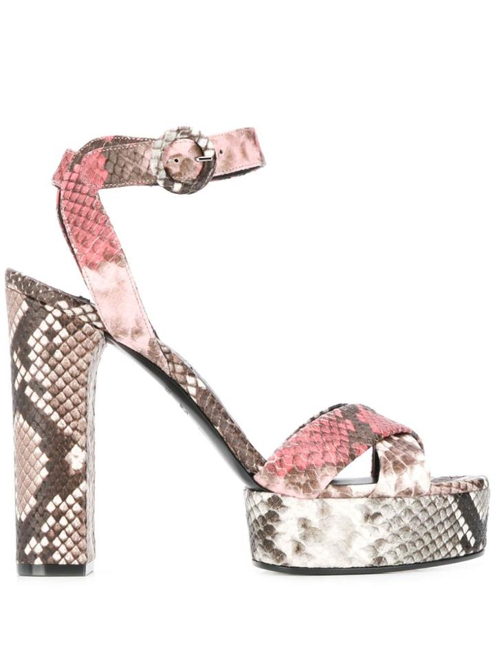 Casadei Snakeskin Heeled Sandals - Grey