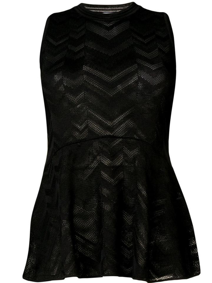 M Missoni Peplum Knit Top - Black
