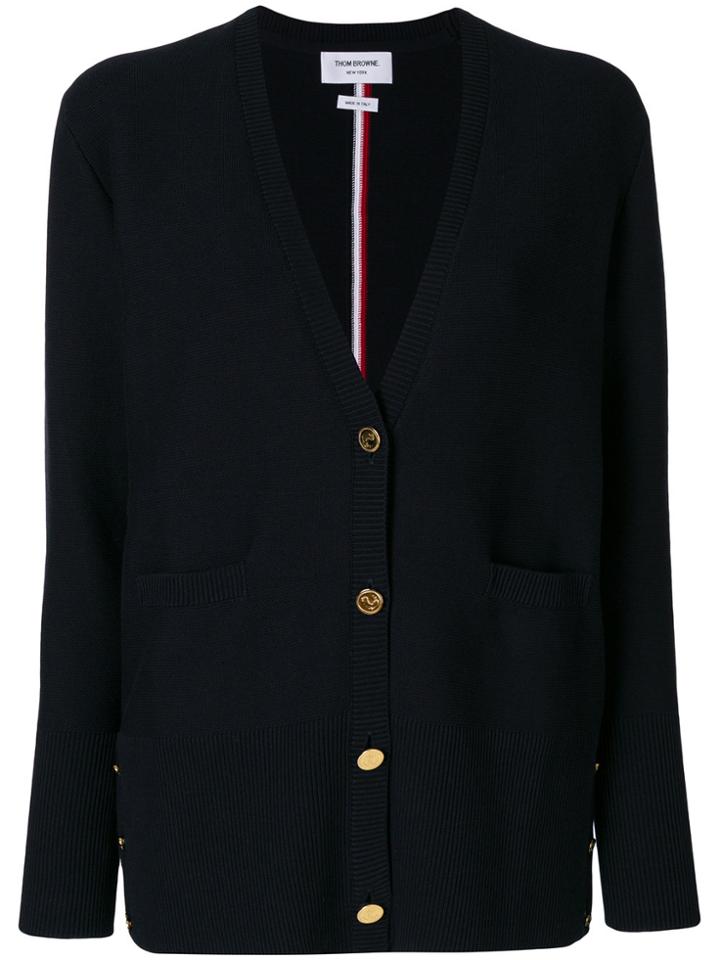 Thom Browne Welt Pockets V-neck Cardigan - Black