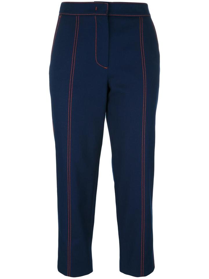 Msgm Cropped Trousers, Women's, Size: 44, Blue, Cotton