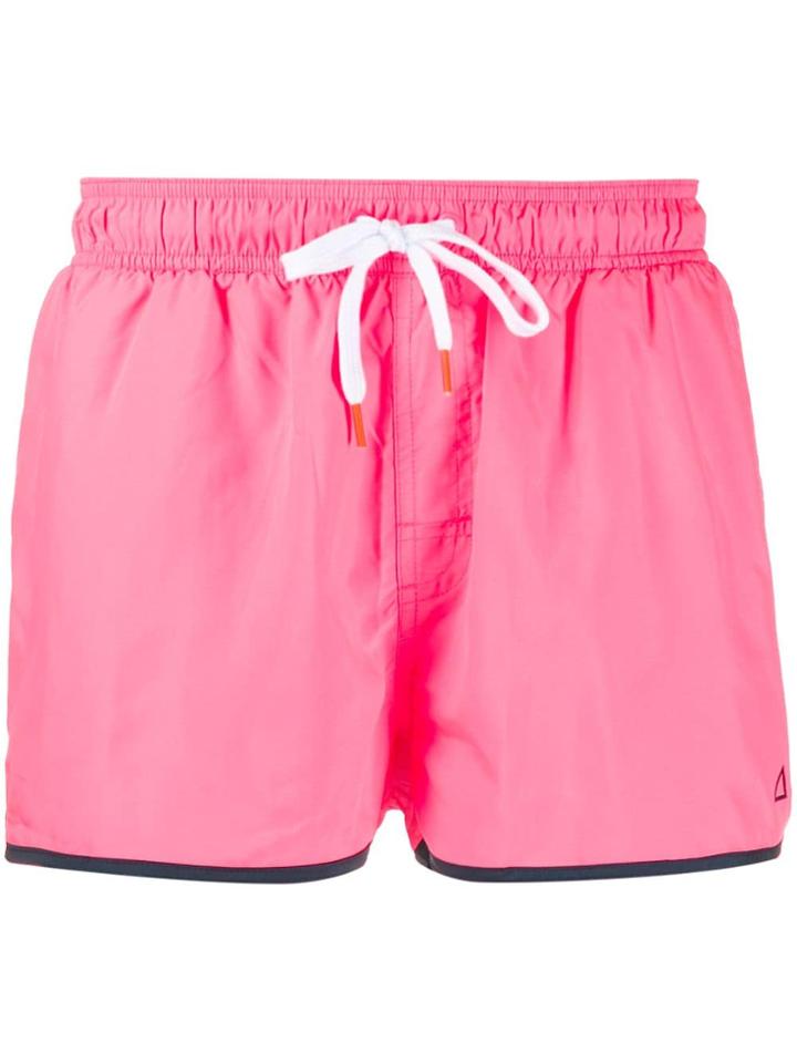 Sun 68 Contrast Trim Swim Shorts - Pink
