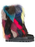 Casadei Fur-embellished Wedge Booties