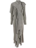 Petar Petrov Houndstooth Print Ruffled Dress - White