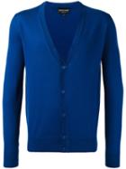 Emporio Armani Button Up Cardigan, Men's, Size: 46, Blue, Virgin Wool