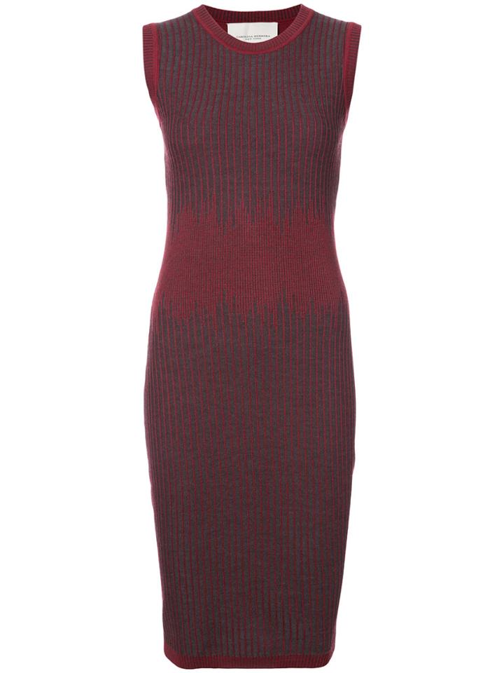 Carolina Herrera Sleeveless Patterned Knit Dress - Red