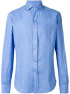 Polo Ralph Lauren Embroidered Logo Shirt, Men's, Size: Small, Blue, Linen/flax