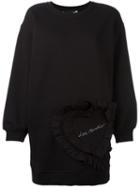 Love Moschino Heart Patch Sweatshirt Dress, Women's, Size: 42, Black, Cotton/polyester