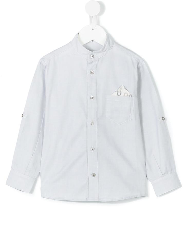 Cashmirino - Pocket Square Mandarin Shirt - Kids - Cotton - 6 Yrs, Grey