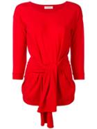 Zanone Tie Front Sweater - Red
