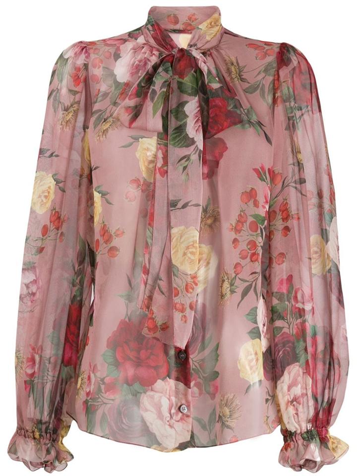 Dolce & Gabbana Baroque Rose Print Blouse - Pink