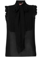 Max Mara Studio - Sleeveless Pleat Blouse - Women - Silk/polyester - 42, Black, Silk/polyester