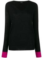 Joseph Cashmere Contrast Cuff Jumper - Black