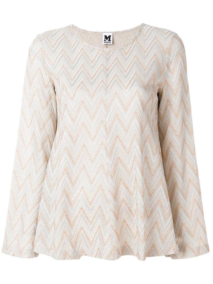 M Missoni Chervon Embroidered Top - Metallic