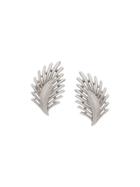 Susan Caplan Vintage 1960's Leaf Trifari Earrings - Silver