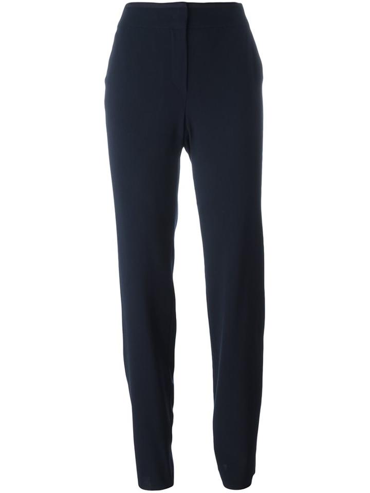 Armani Collezioni Straight Trousers, Women's, Size: 46, Blue, Polyamide/polyester/spandex/elastane/rubber