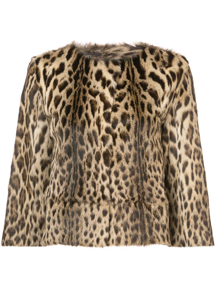 Oscar De La Renta Cropped Fur Jacket - Brown