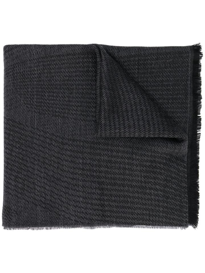 Lanvin Patterned Frayed-edge Scarf - Grey