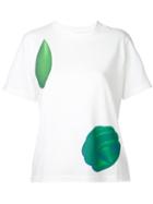 Julien David - Leaf Print T-shirt - Women - Cotton - M, White, Cotton