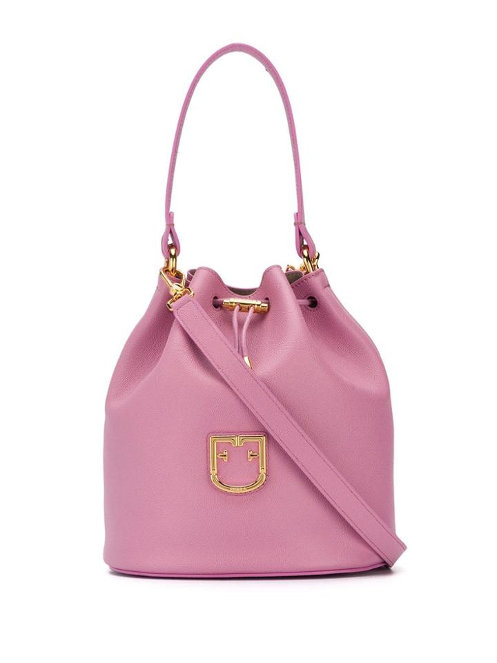 Furla Corona Logo Plaque Bucket Bag - Pink
