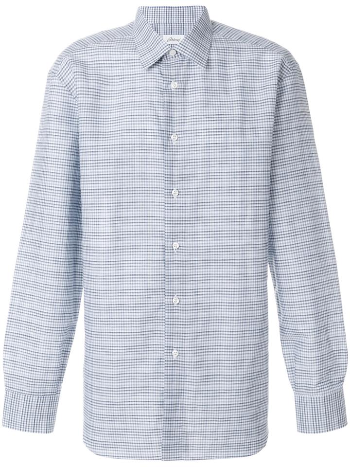 Brioni Checked Print Shirt - Blue