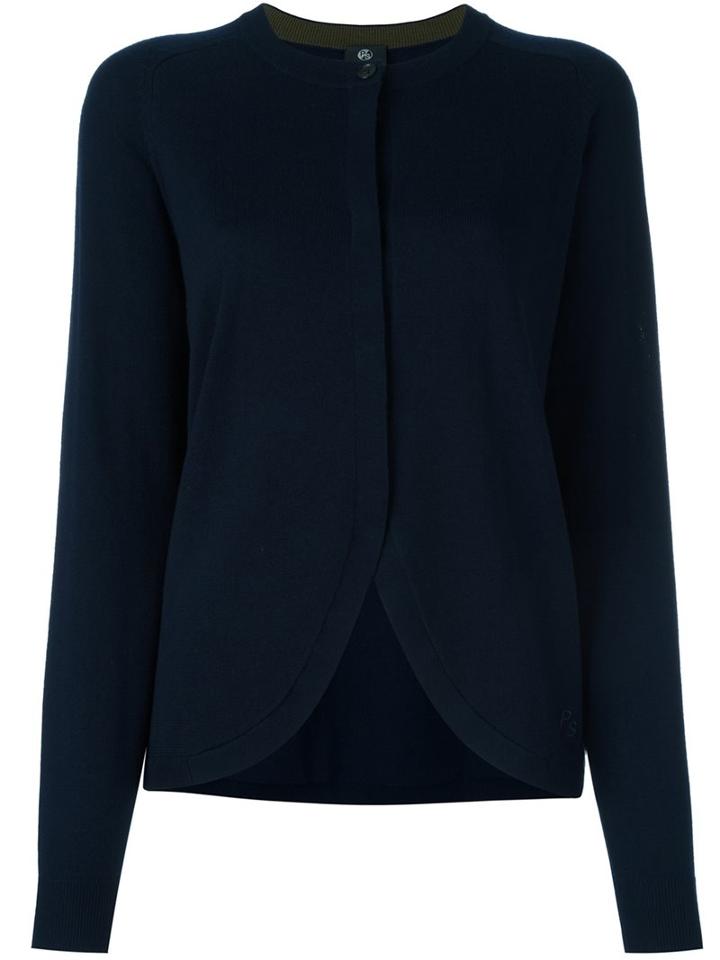Ps By Paul Smith Scalloped Hem Cardigan, Women's, Size: Xl, Blue, Wool