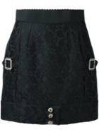 Dolce & Gabbana Jacquard Mini Skirt, Women's, Size: 38, Black, Silk/acrylic/polyester/spandex/elastane