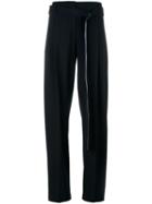 Cédric Charlier Side Panel Trousers, Women's, Size: 40, Black, Virgin Wool/rayon/cotton