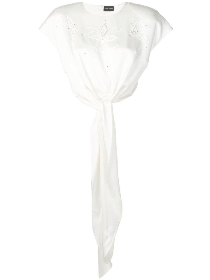 Magda Butrym Beaded Front Knot Blouse - White