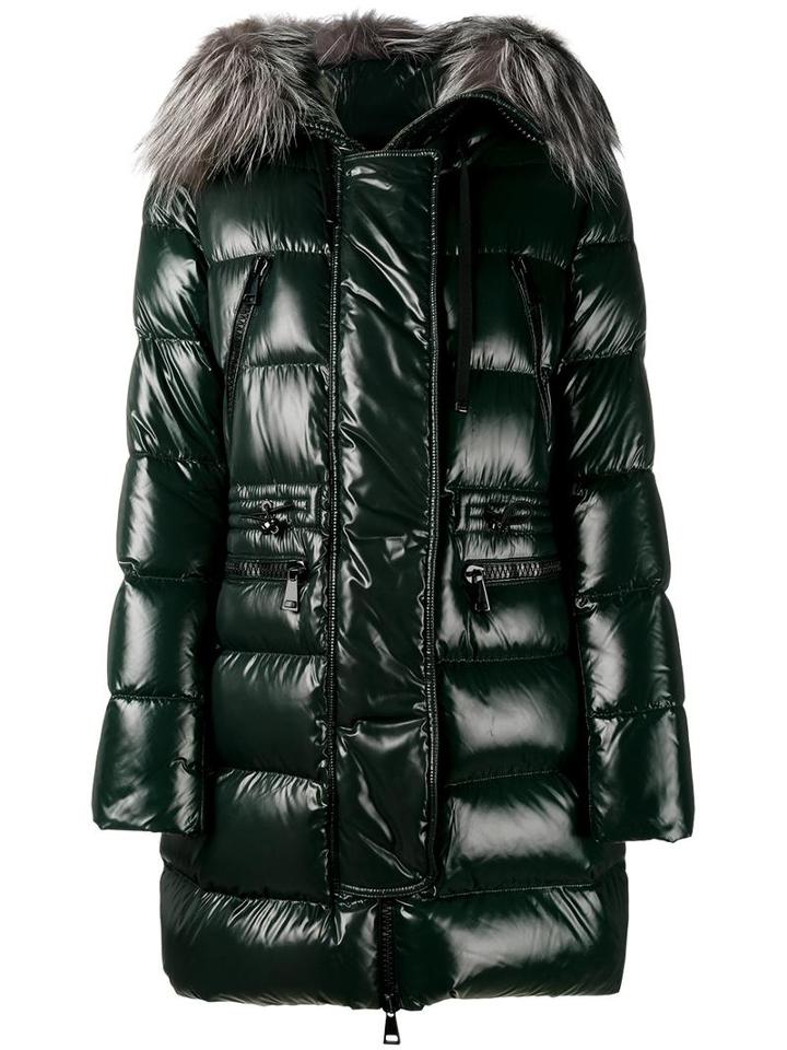 Moncler 'aphrotiti' Padded Coat, Women's, Size: 3, Green, Feather Down/fox Fur/polyamide