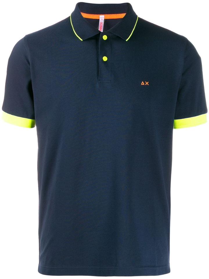 Sun 68 Contrasting Cuff Polo Shirt - Blue