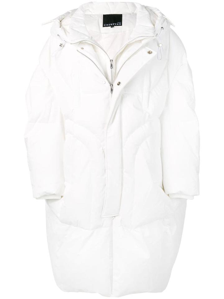 Chen Peng Zipped Padded Coat - White