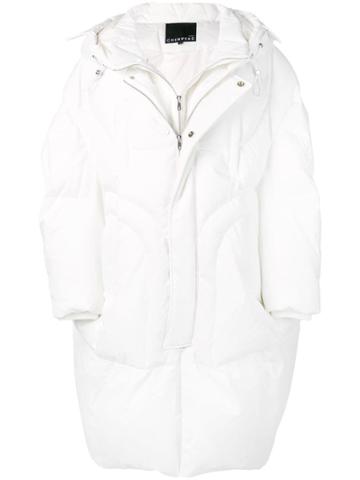 Chen Peng Zipped Padded Coat - White